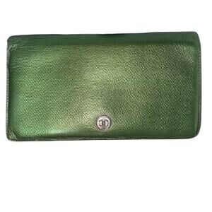 Chanel Metallic Green Leather Wallet